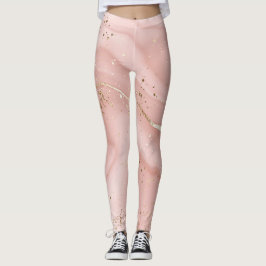 Rosa Marmor Gold Glitter Abstractes Muster Leggings