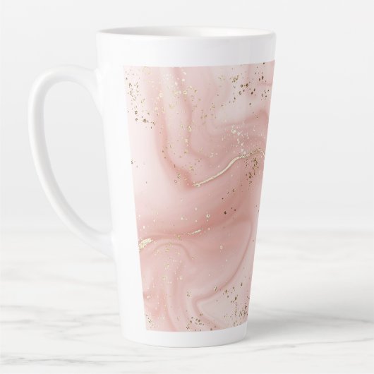 Rosa Marmor Gold Glitter Abstractes Muster Milchtasse (Links)