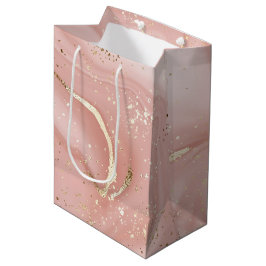 Rosa Marmor Gold Glitter Abstractes Muster Mittlere Geschenktüte