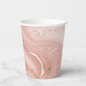 Rosa Marmor Gold Glitter Abstractes Muster Pappbecher (Rückseite)
