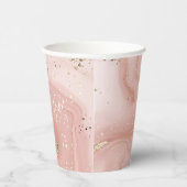 Rosa Marmor Gold Glitter Abstractes Muster Pappbecher (Rechts)
