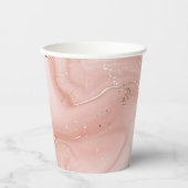 Rosa Marmor Gold Glitter Abstractes Muster Pappbecher (Vorderseite)