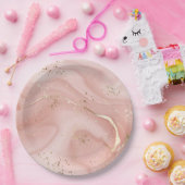 Rosa Marmor Gold Glitter Abstractes Muster Pappteller (Party)