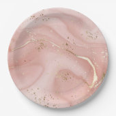 Rosa Marmor Gold Glitter Abstractes Muster Pappteller (Vorderseite)