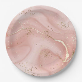 Rosa Marmor Gold Glitter Abstractes Muster Pappteller