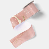 Rosa Marmor Gold Glitter Abstractes Muster Satinband (Rückseite)