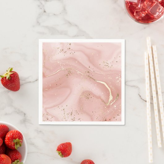 Rosa Marmor Gold Glitter Abstractes Muster Serviette (Beispiel)
