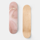 Rosa Marmor Gold Glitter Abstractes Muster Skateboard (Vorderseite)