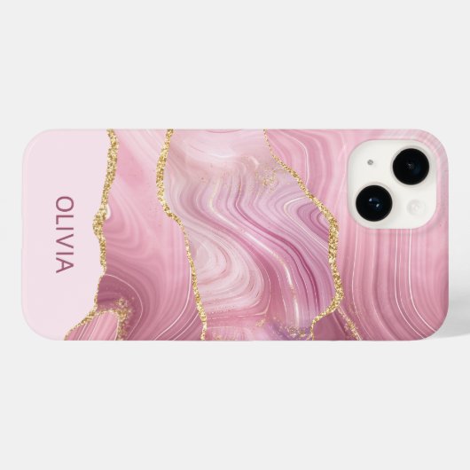 Rosa Marmor Gold Glitzer Case-Mate iPhone Hülle (Rückseite (Horizontal))