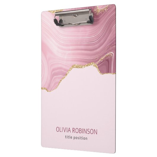 Rosa Marmor Gold Glitzer Klemmbrett (Links)