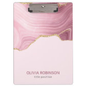 Rosa Marmor Gold Glitzer Klemmbrett (Vorderseite)