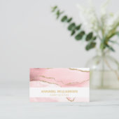 Rosa Marmor & Gold Glitzer Makeup Business Card Visitenkarte (Stehend Vorderseite)
