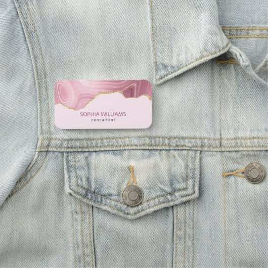 Rosa Marmor Gold Glitzer Namensschild (Beispiel)