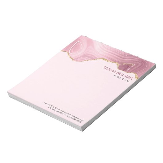 Rosa Marmor Gold Glitzer Notizblock (Rotiert)