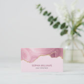 Rosa Marmor Gold Glitzer Visitenkarte (Stehend Vorderseite)