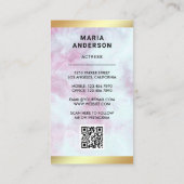 Rosa Marmor Gold Model Acress QR Code Foto Visitenkarte (Rückseite)