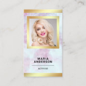Rosa Marmor Gold Model Acress QR Code Foto Visitenkarte (Vorderseite)