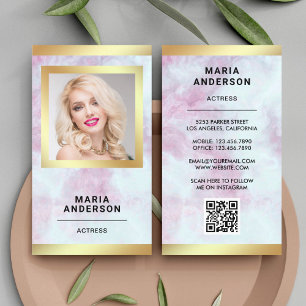 Rosa Marmor Gold Model Schauspielerin QR-Code Foto Visitenkarte