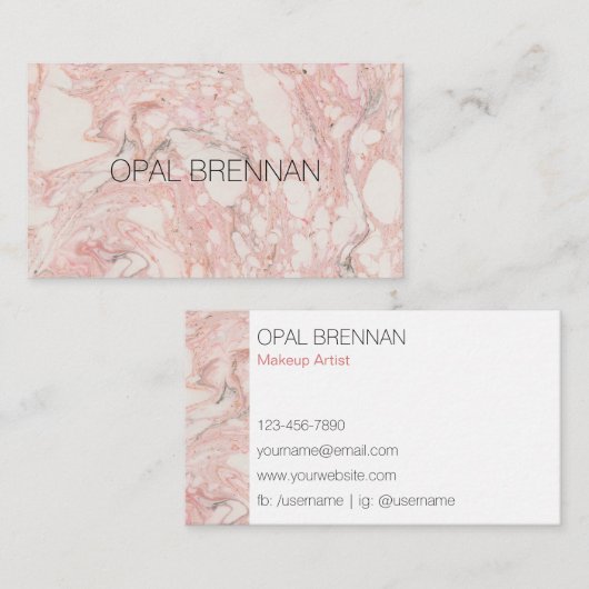Rosa Marmor Grau Modern Visitenkarte (Vorne/Hinten)