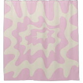 Rosa Marmor Groovy Wavy Strip Moderner Frühling Duschvorhang (Vorderseite)