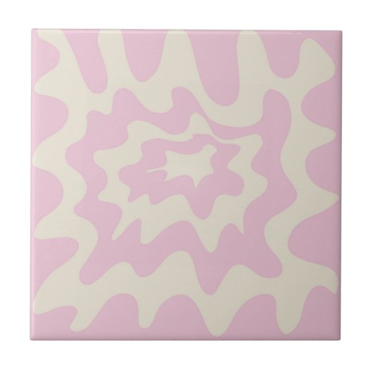 Rosa Marmor Groovy Wavy Strip Moderner Frühling Fliese (Vorderseite)