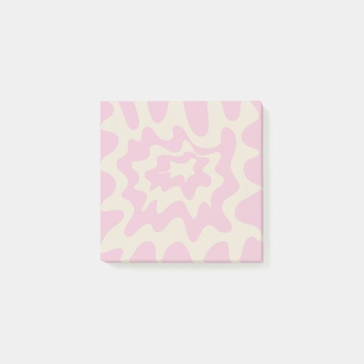 Rosa Marmor Groovy Wavy Strip Moderner Frühling Post-it Klebezettel (Vorderseite)