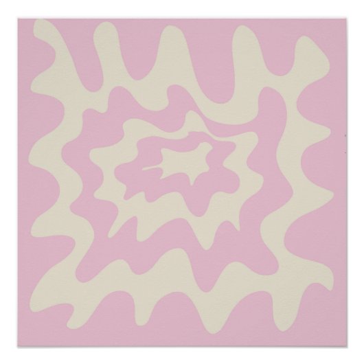 Rosa Marmor Groovy Wavy Strip Moderner Frühling Poster (Vorderseite)
