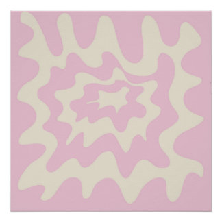 Rosa Marmor Groovy Wellenstreifen Modern Frühling Poster