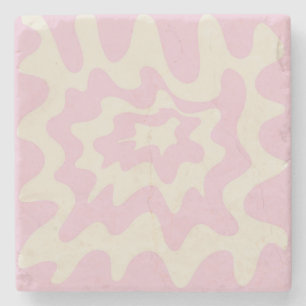 Rosa Marmor Groovy Wellig Stripe Modern Frühling Steinuntersetzer