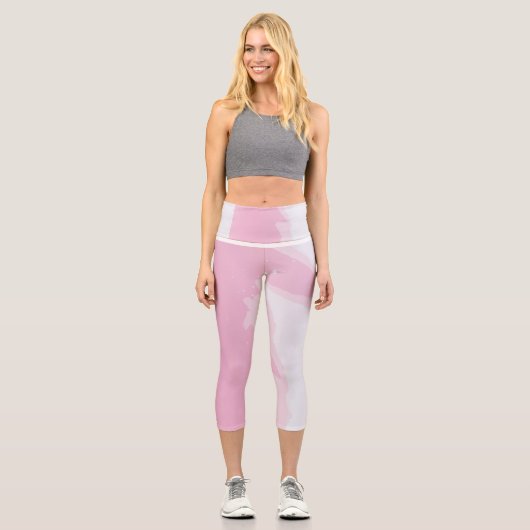 Rosa Marmor Hochwaisted Capris (Vorderseite)