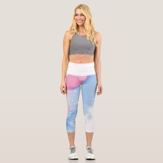 Rosa Marmor Hochwaisted Capris (Vorderseite)