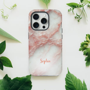 Rosa Marmor iPhone-Hülle personalisiert iPhone 15 Pro Hülle