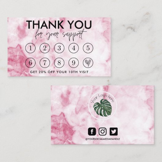 Rosa Marmor Makeup Haare Loyalität Karte (Vorne/Hinten)