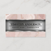 Rosa Marmor | Metall Visitenkarte (Vorderseite)