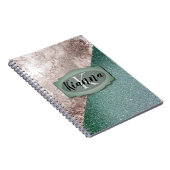 Rosa Marmor Minty Green Monogram Notizblock (Rechte Seite)