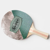 Rosa Marmor Minty Green Monogram Tischtennis Schläger (Seitenansicht)