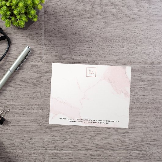 Rosa Marmor mit elegantem Firmenlogo Notizblock