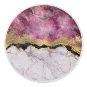 Rosa Marmor mit Gold Hübsch Keramikknauf (Vorderseite)