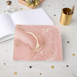 Rosa Marmor mit goldenem Glitter abstraktes Muster Gästebuch