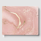 Rosa Marmor mit goldenem Glitter abstraktes Muster Gästebuch (Vorderseite)