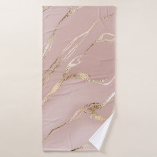 Rosa Marmor mit goldenen Adern Badehandtuch