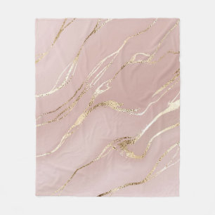 Rosa Marmor mit goldenen Adern Fleecedecke