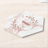 rosa Marmor Monogram, erste und Name benutzerdefin Untersetzer (angewinkelt)