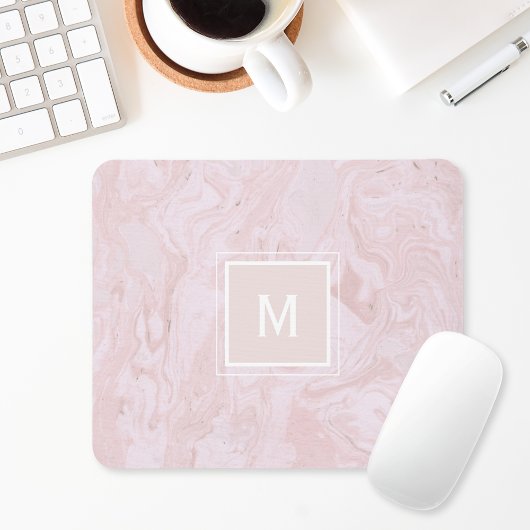 Rosa Marmor-Monogramm Mousepad