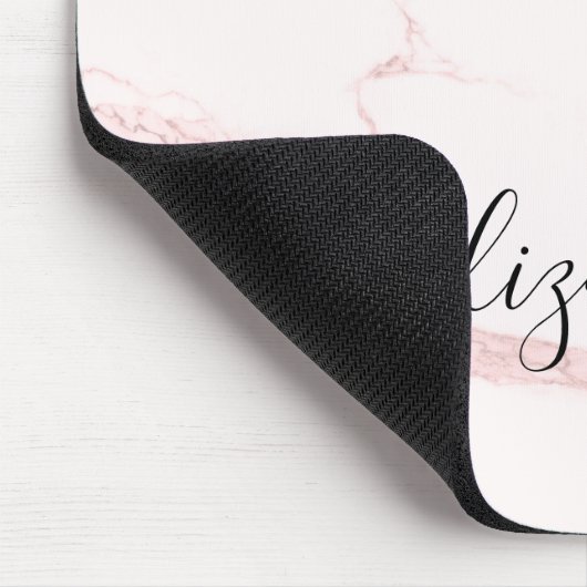 Rosa Marmor-Monogramm-Name elegant, modern Mousepad (Ecke)