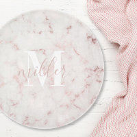 Rosa Marmor-Monogramm-Rundglas