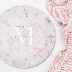 Rosa Marmor-Monogramm-Rundglas Schneidebrett