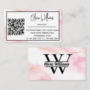 Rosa Marmor-Monogramm Weibliches modernes Gold-G Visitenkarte