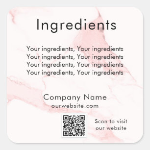 Rosa Marmor-Produktzutaten QR-Code-Etikett Quadratischer Aufkleber