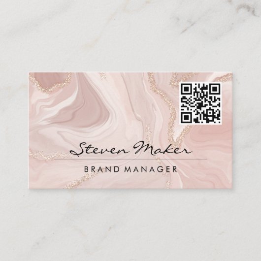 Rosa Marmor | QR Code Business Card Visitenkarte (Vorderseite)